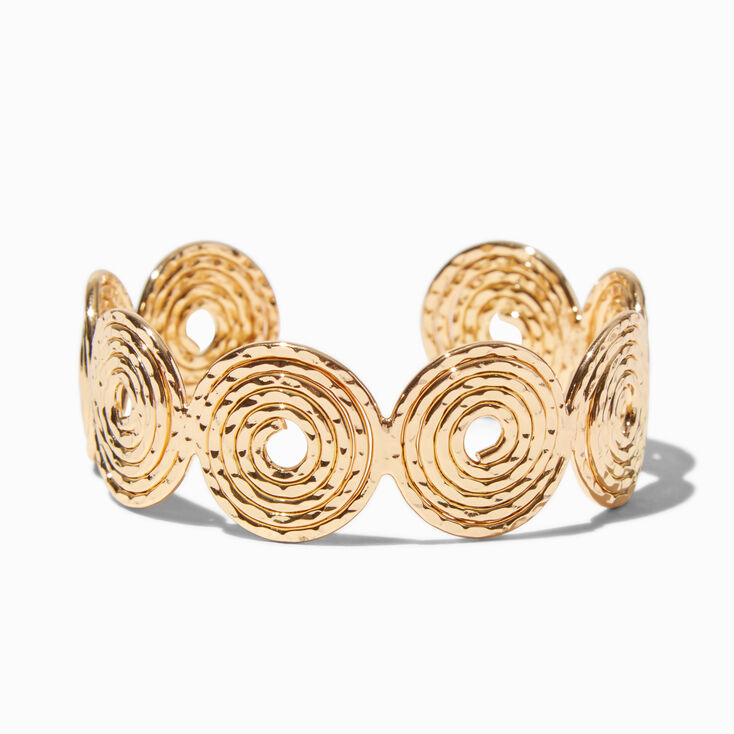Gold-tone Swirl Disc Cuff Bracelet,