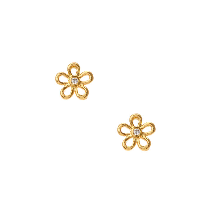 Cubic Zirconia 18kt Gold Plated Daisy Stud Earrings Claire S Cubic Zirconia 18kt Gold Plated Daisy Stud Earrings