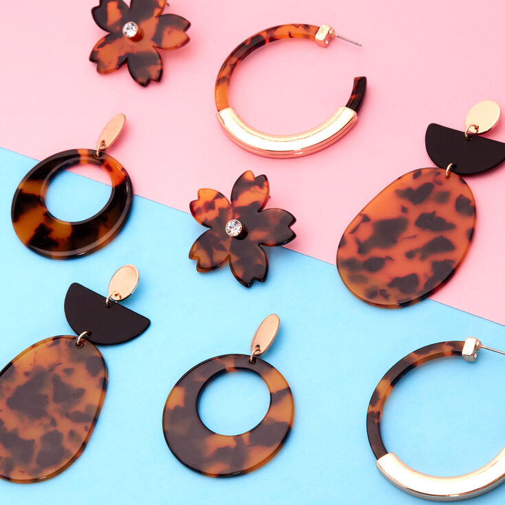50MM Resin Tortoiseshell  Hoop Earrings - Brown,