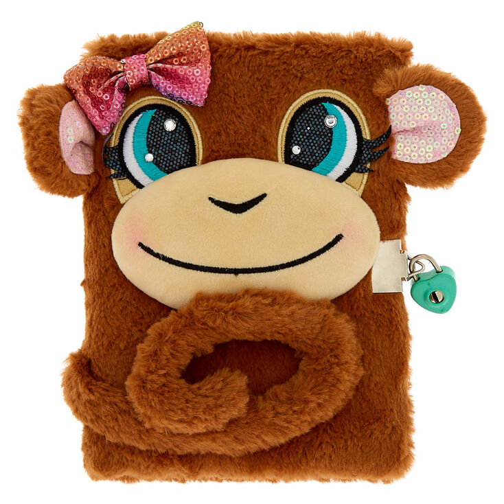 Maddie the Monkey Lock Plush Diary - Brown,