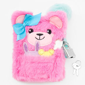 Claire&#39;s Club Pink Bear with Bow Lock Journal,