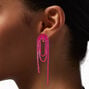 Hot Pink Rhinestone Loopy Lasso 3&quot; Clip On Drop Earrings,