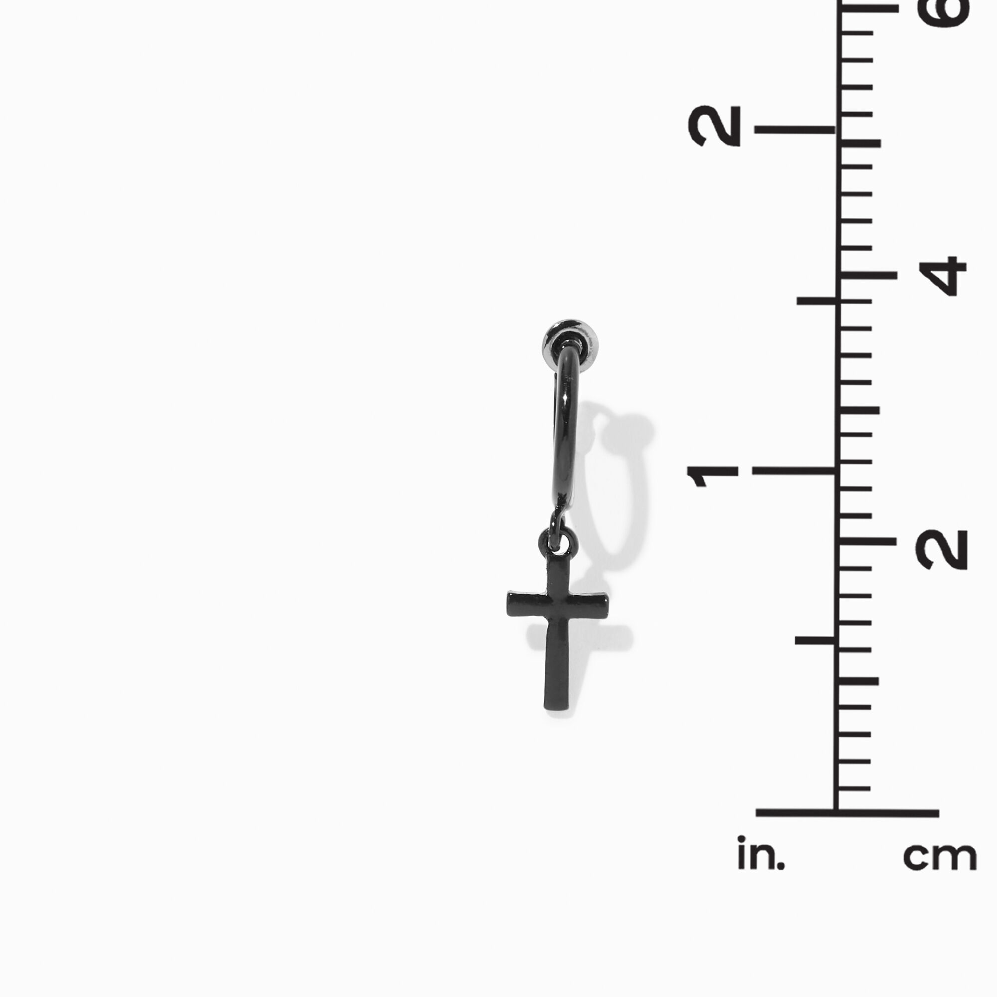 Black 20MM Cross Clip-On Hoop Earrings,