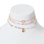 Gold Mixed Happy Face Multi-Strand Choker Necklace,