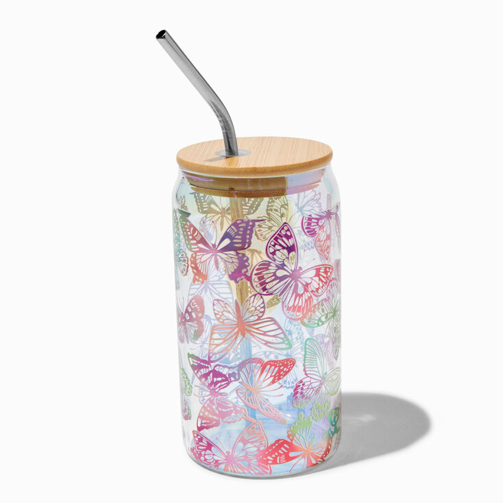 Butterfly Print Mason Jar Tumbler,