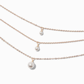 Rose Gold-tone Blush Pink Pearl Multi-Strand Necklace,