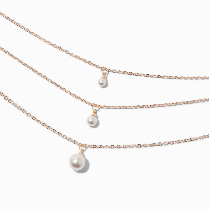 Rose Gold-tone Blush Pink Pearl Multi-Strand Necklace,