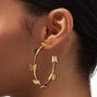 Gold-tone Glitter Butterfly 60MM Hoop Earrings ,