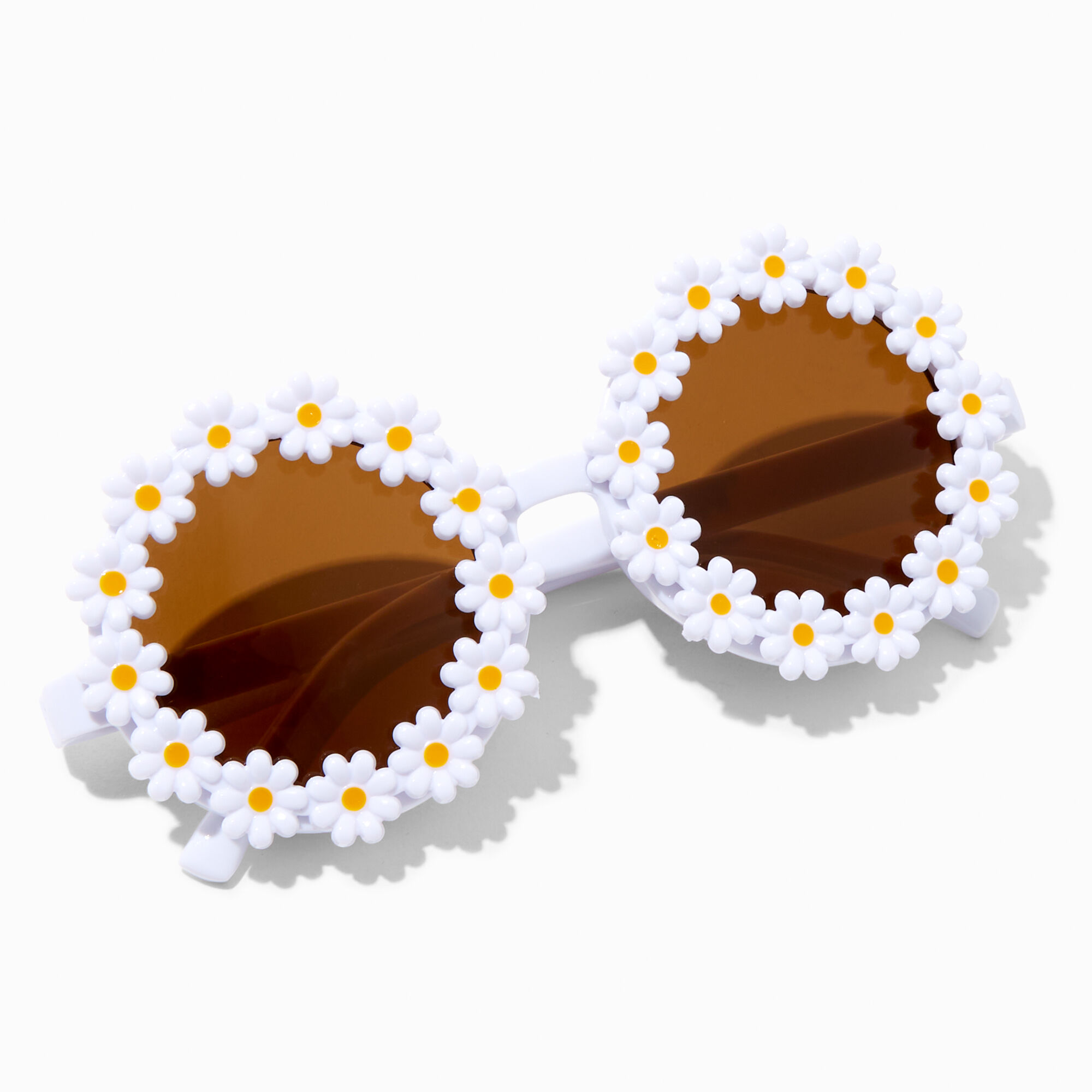 Claire s Club White Daisy Round Sunglasses