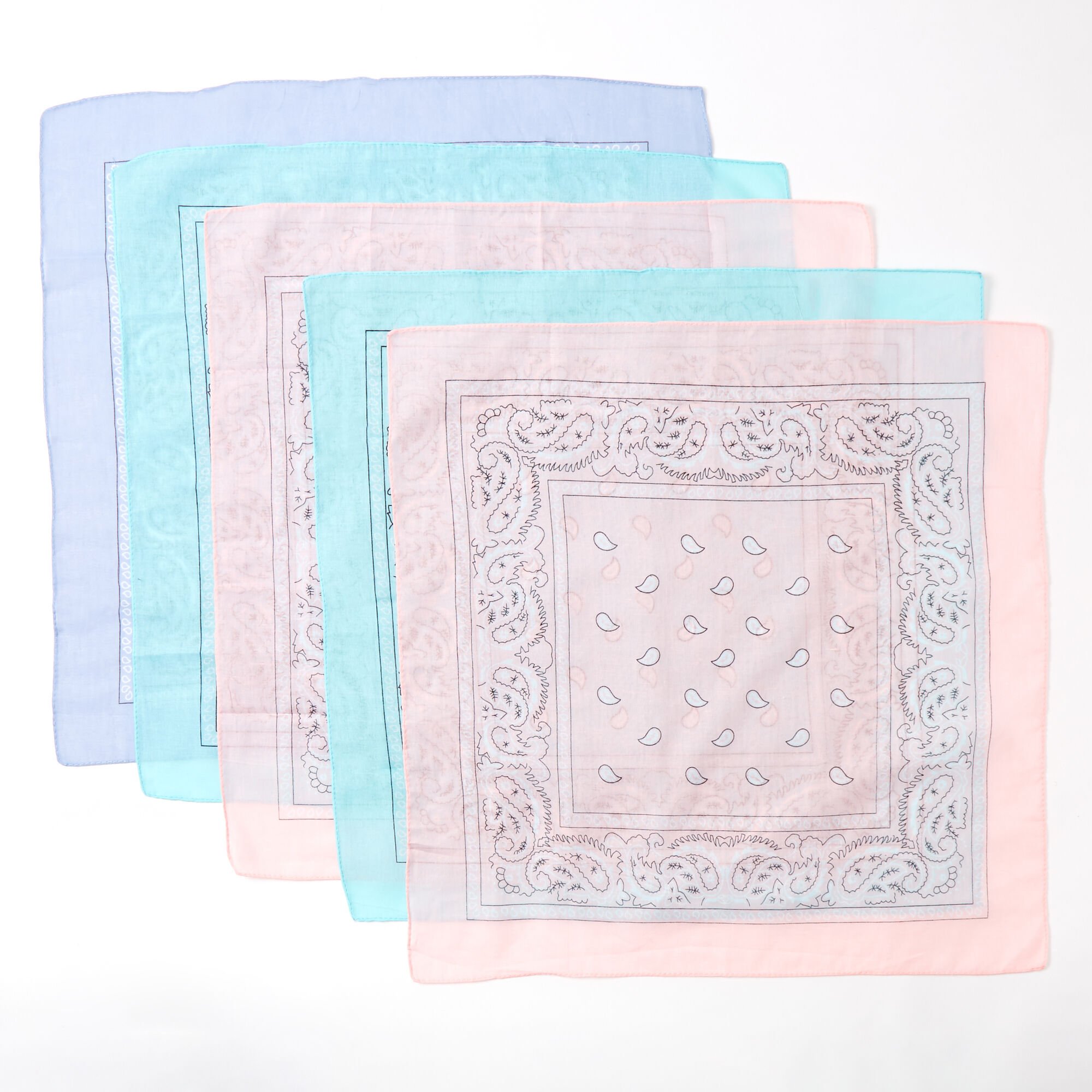 Pastel Paisley Bandana Headwraps - 5 Pack,