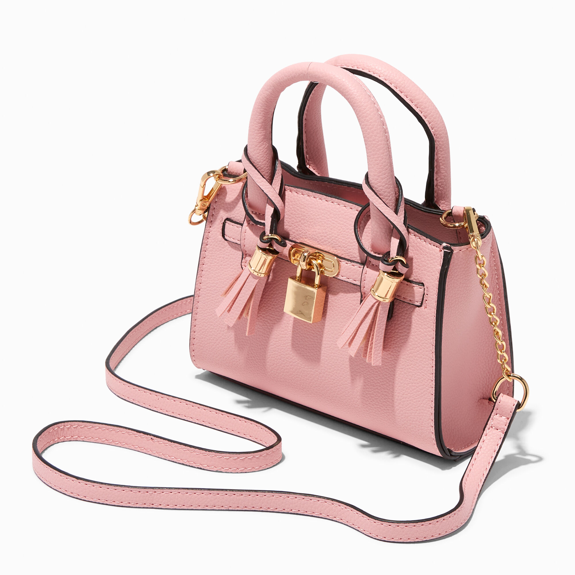 Light Pink Tassel Small Crossbody Satchel Claire s US