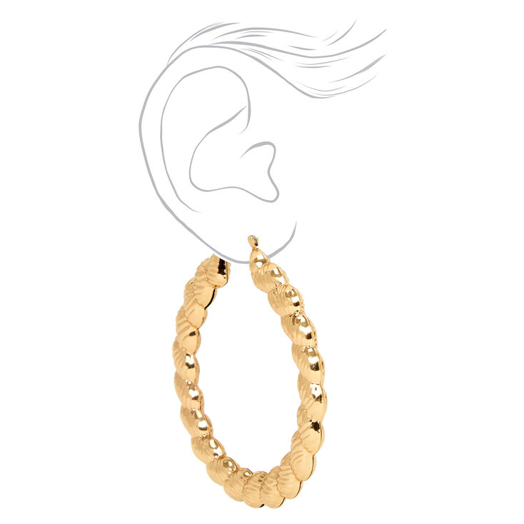 Gold Twisted Rope 70MM Hoop Earrings,