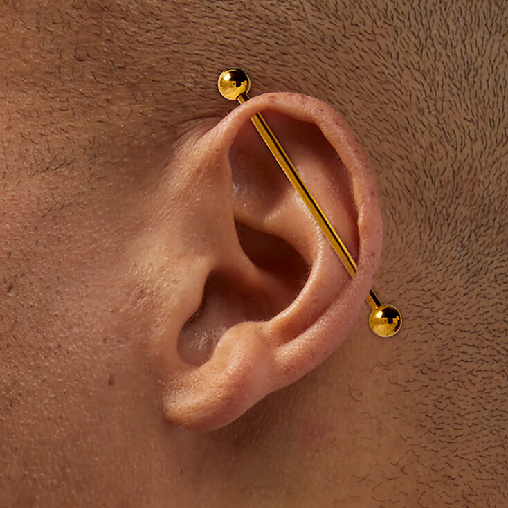 Gold-tone Titanium 14G Industrial Bar,