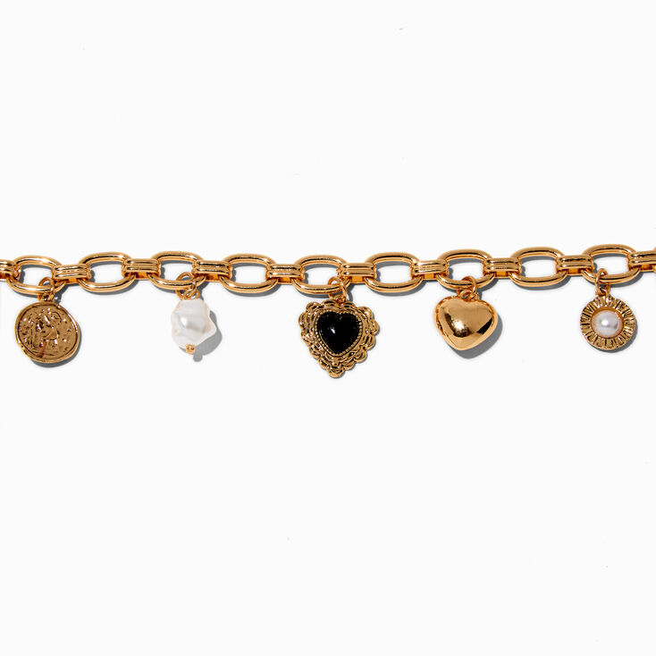 Gold-tone 80s Charm Bracelet ,