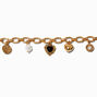 Gold-tone 80s Charm Bracelet ,