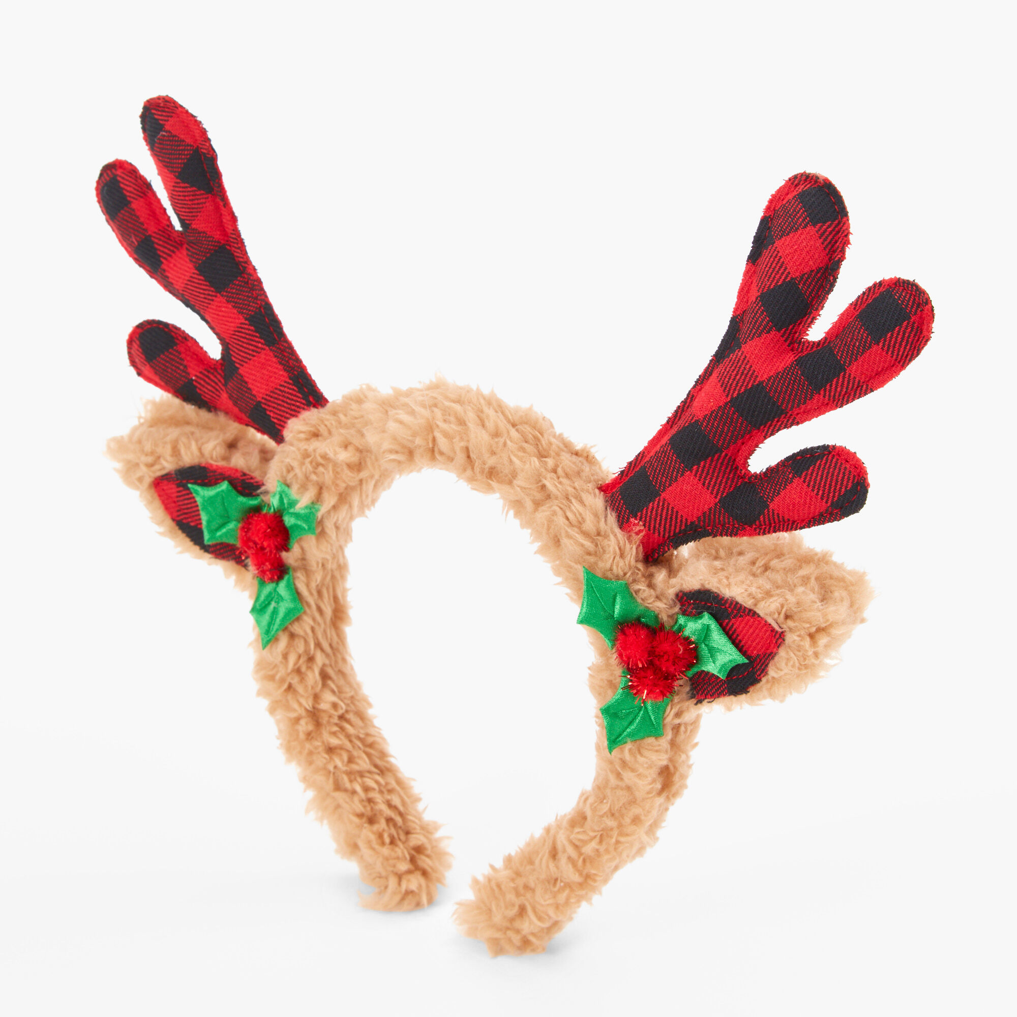 Christmas Reindeer Plaid Antlers Headband,