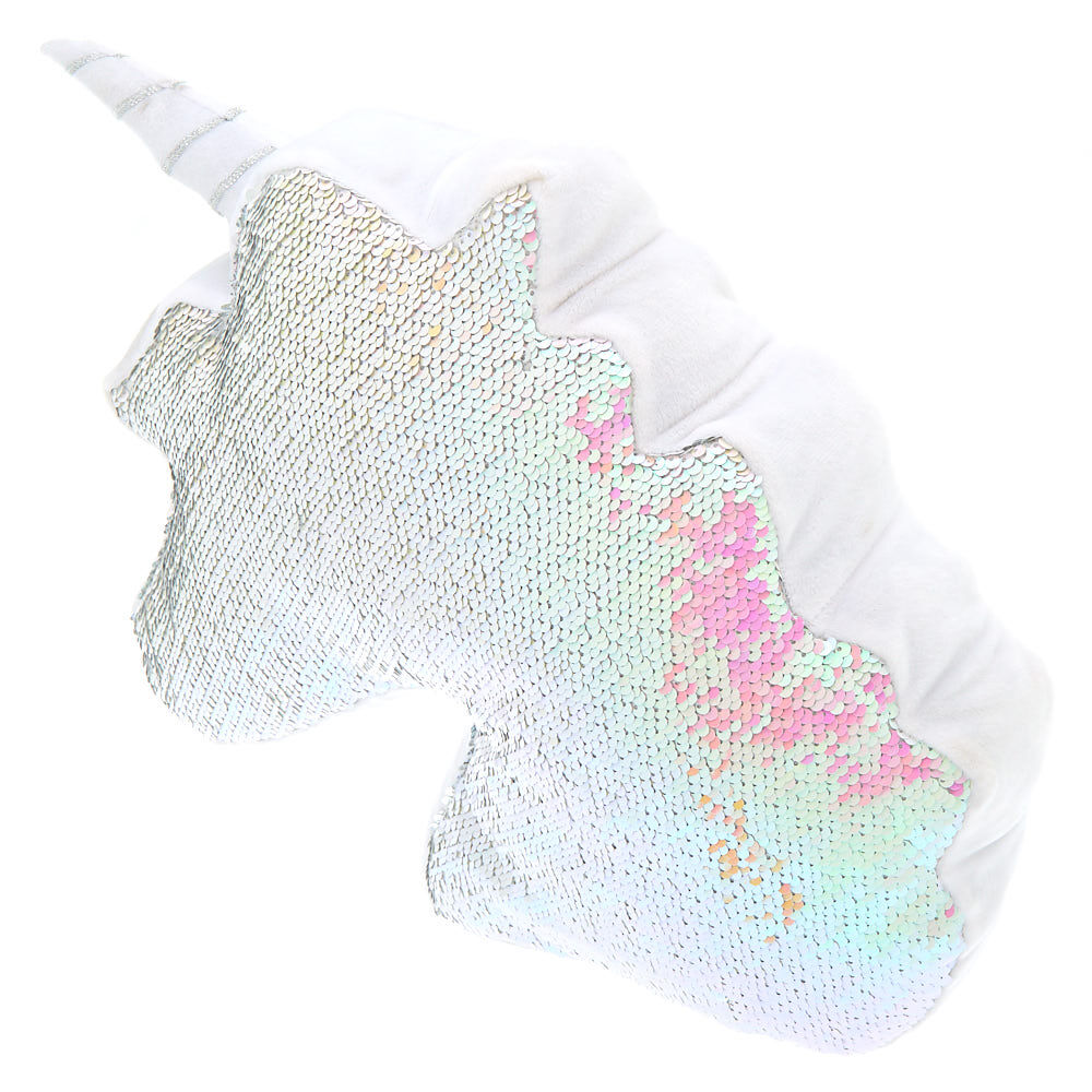 Reversible Sequin Unicorn Pillow White Claire s