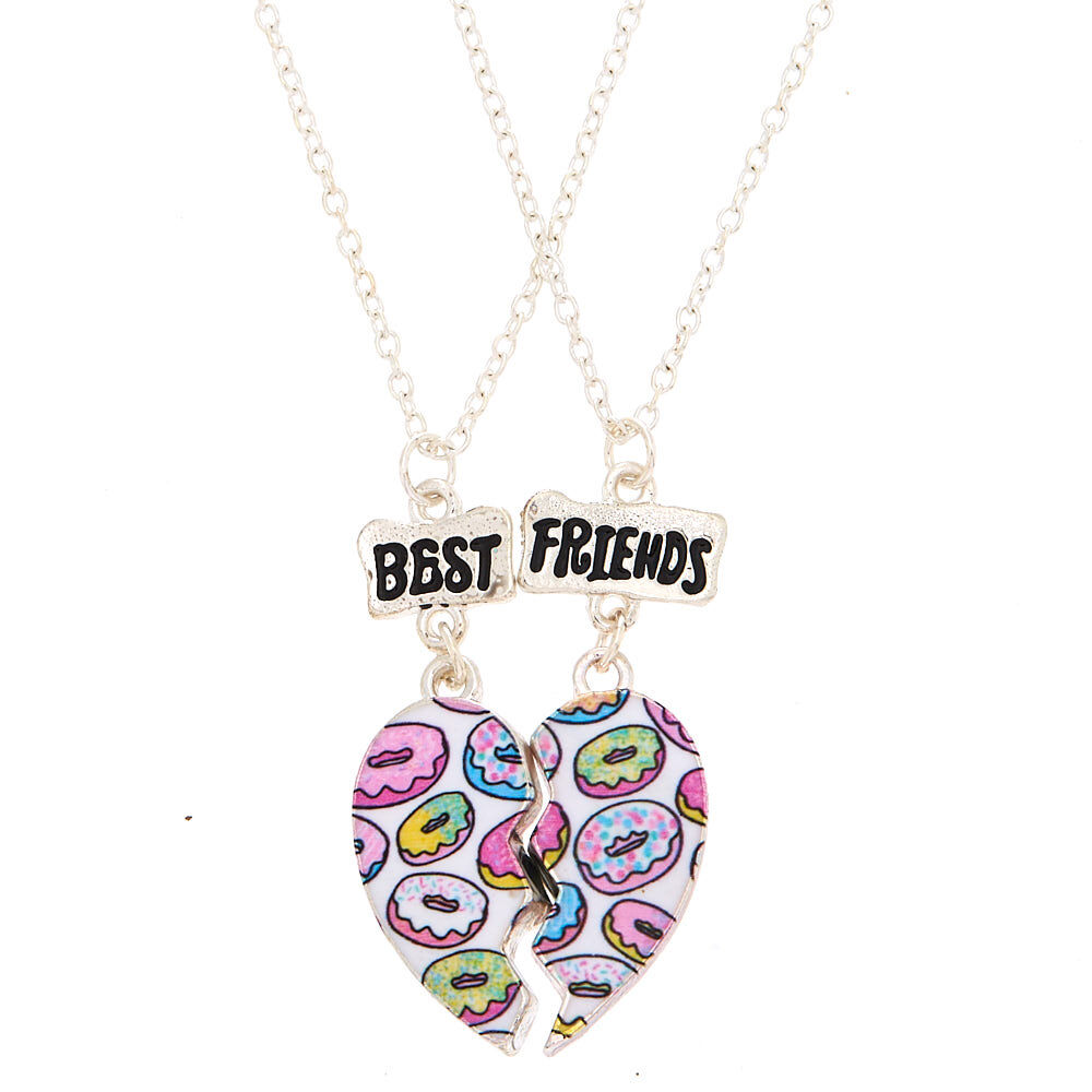 Lot de 2 colliers d’amitié à pendentif avec donut cœur,