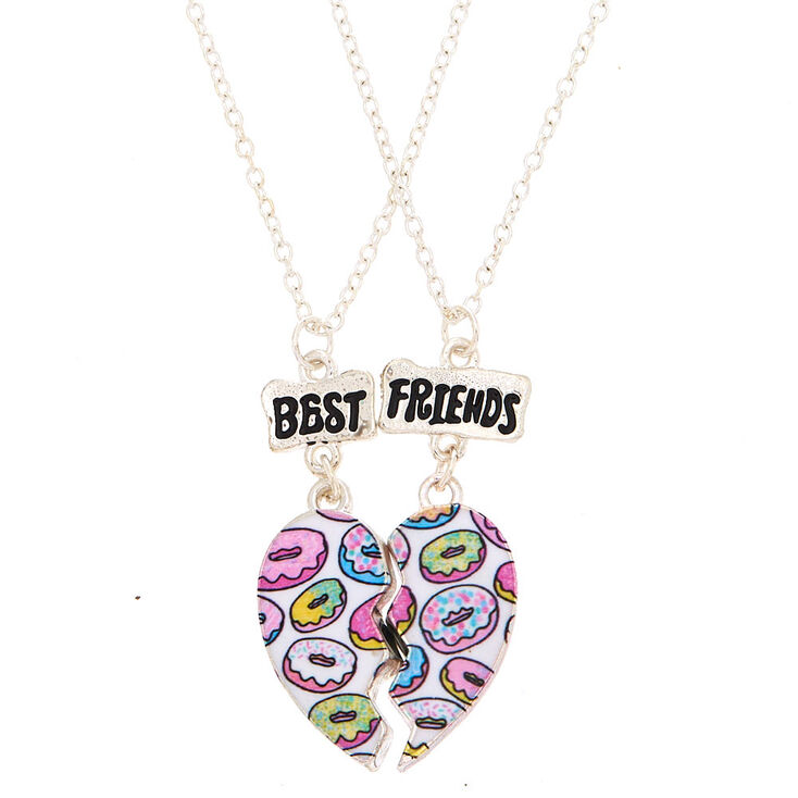 Lot de 2&nbsp;colliers d&rsquo;amiti&eacute; &agrave; pendentif avec donut c&oelig;ur,
