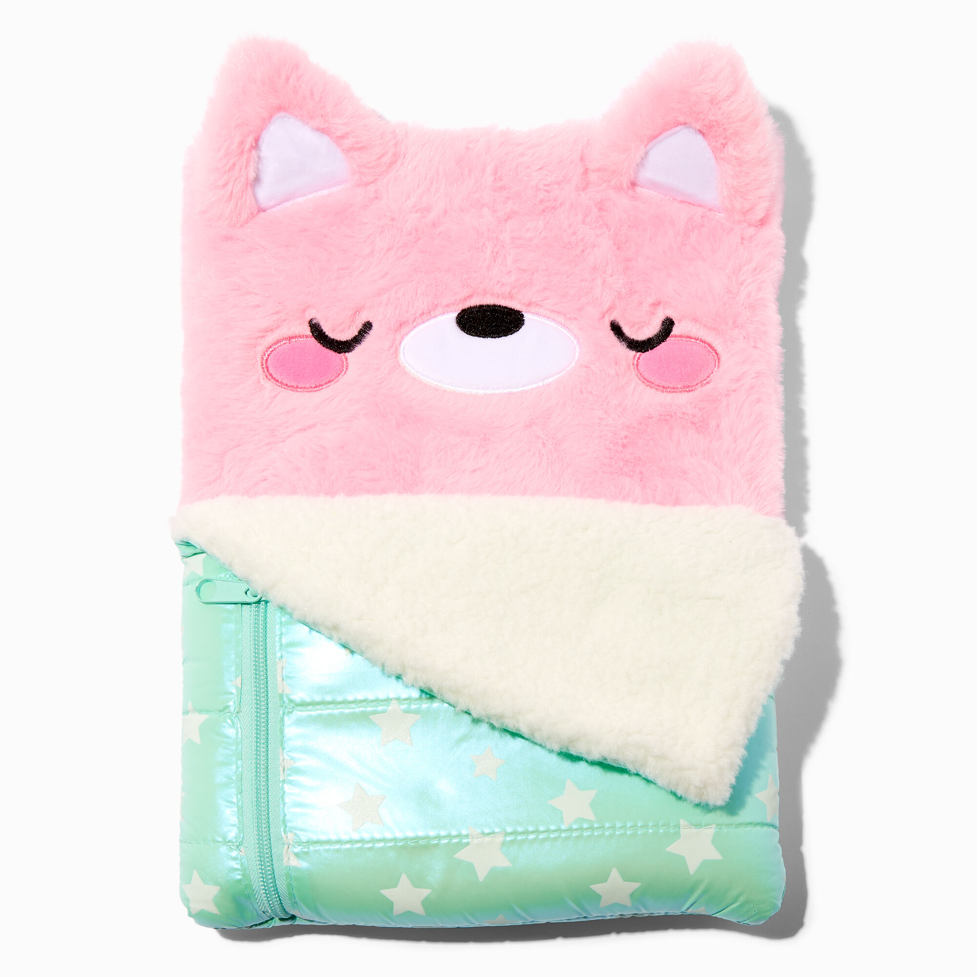 View Claires Sleepy Cat Plush Sketchbook Pink information