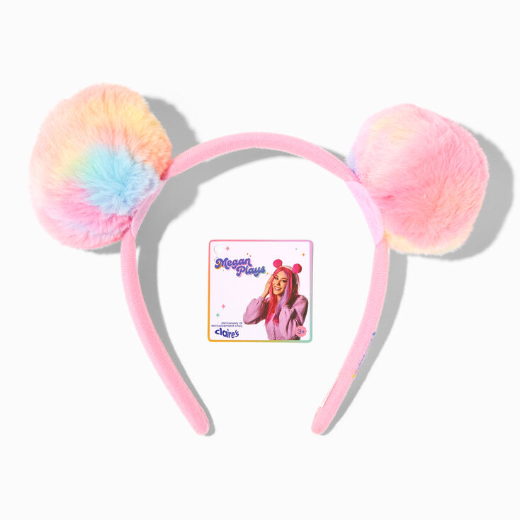 MeganPlays&trade; Claire&#39;s Exclusive Pastel Rainbow Pom Pom Headband,