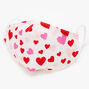 Cotton Scatter Print Hearts White Face Mask - Child Medium/Large,