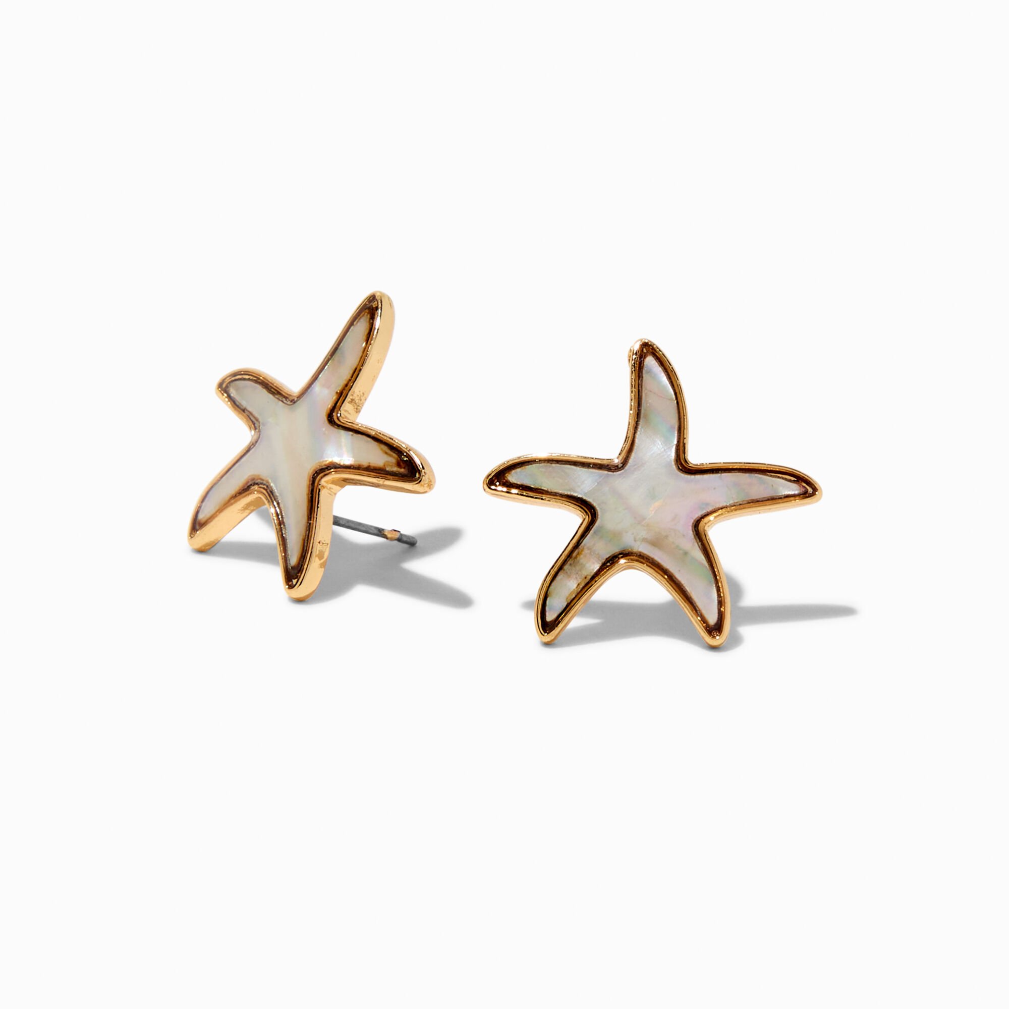 White Starfish Stud Earrings,