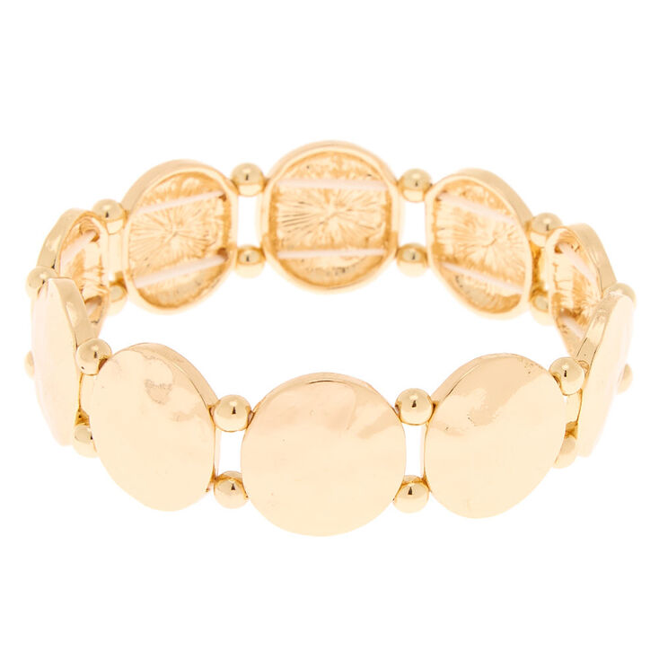 Gold Hammered Circle Stretch Bracelet,