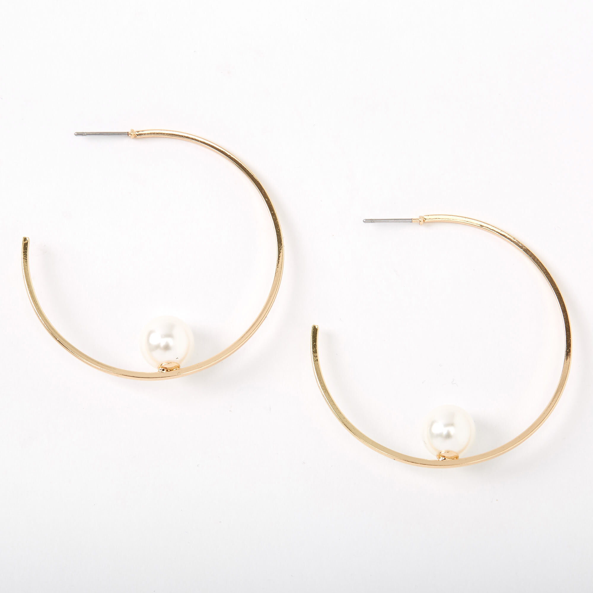 Single pearl sales hoop earrings