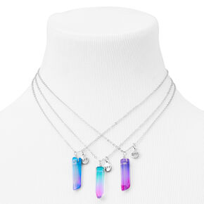 Silver Best Friends Ombre Healing Crystal Pendant Necklaces - 3 Pack,