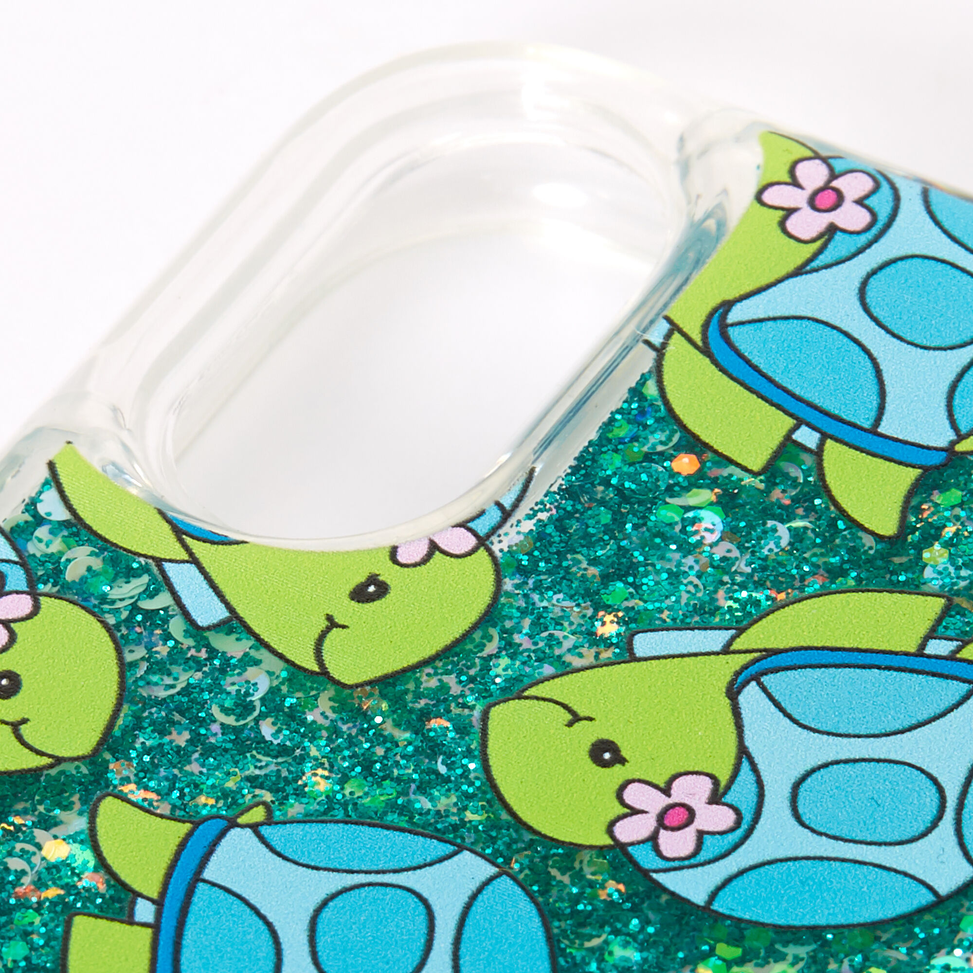 Tessa the Turtle Turquoise Glitter Liquid Fill Phone Case - Fits iPhone XR,