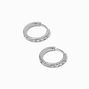 C LUXE by Claire&#39;s Titanium Silver 10MM Crystal Huggie Hoop Earrings,