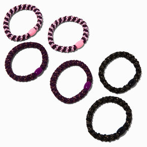 Pink Tonal Lurex Beaded Woven Hair Ties - 6 Pack,