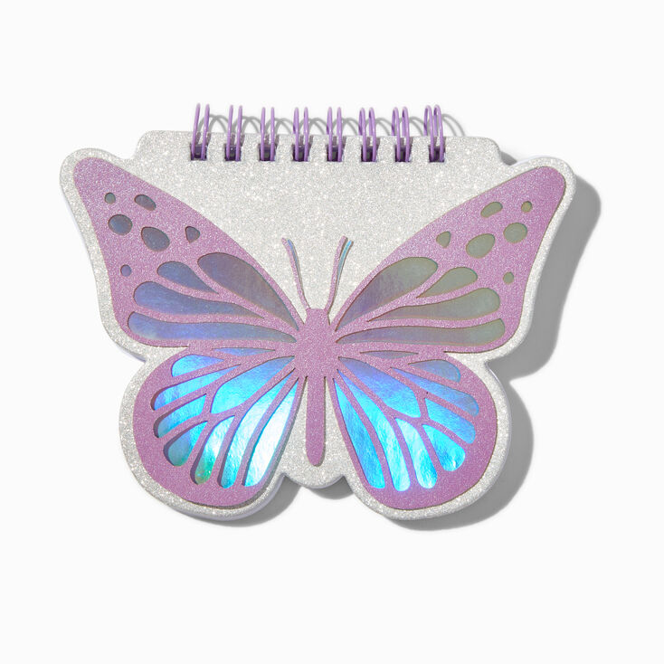 Mini carnet &agrave; spirales papillon violet,