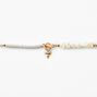 Rose Gold Puka Shell Shark Tooth Toggle Choker Necklace - White,