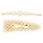 Gold Pearl Hair Pin &amp; Snap Clip - Ivory, 2 Pack,
