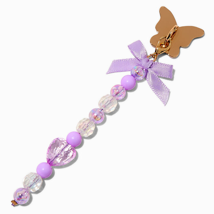 Gold-tone Butterfly &amp; Lilac Bow Sticker Charm,