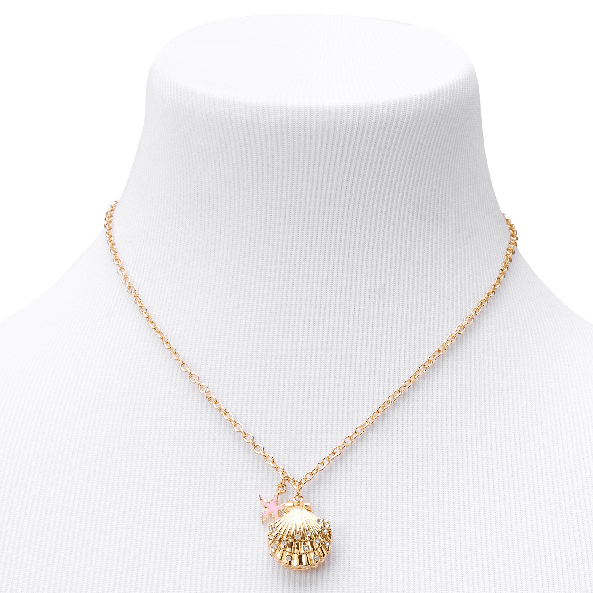 Gold Scallop Shell Locket Pendant Necklace,