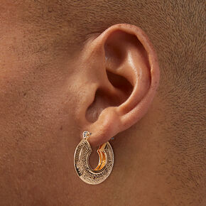Gold-tone Textured Boho Hoop Earrings,