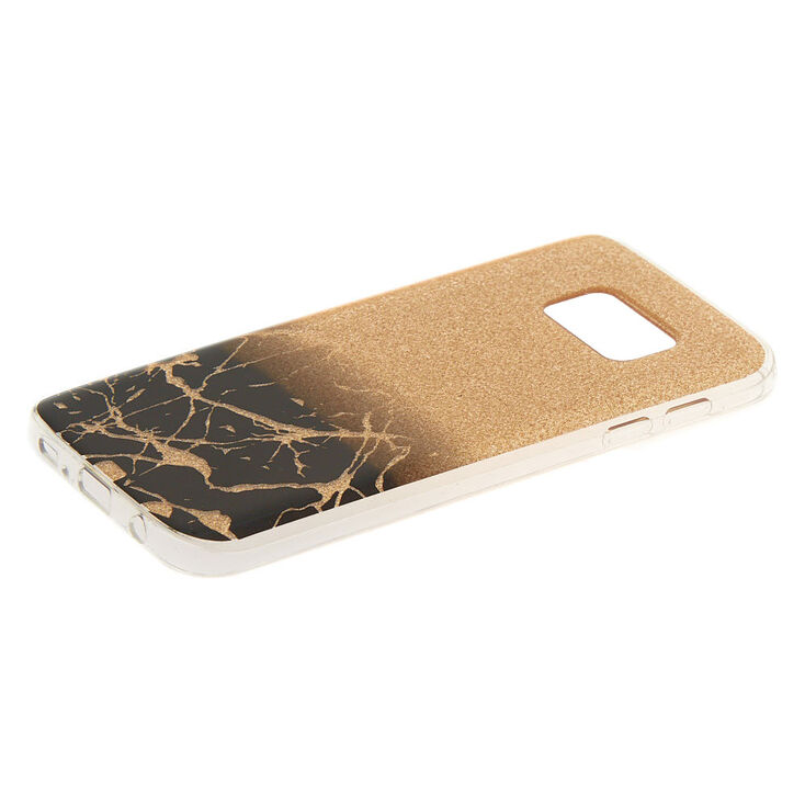Coque de portable noire et couleur dor&eacute; effet marbr&eacute; craquel&eacute; - Compatible avec Galaxy S7,