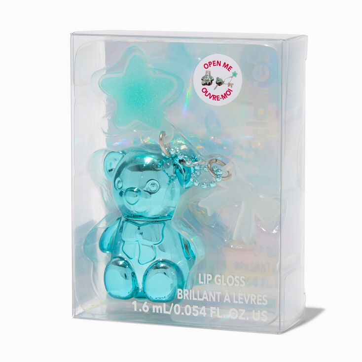 Blue Chrome Bear Lip Gloss Keyring,