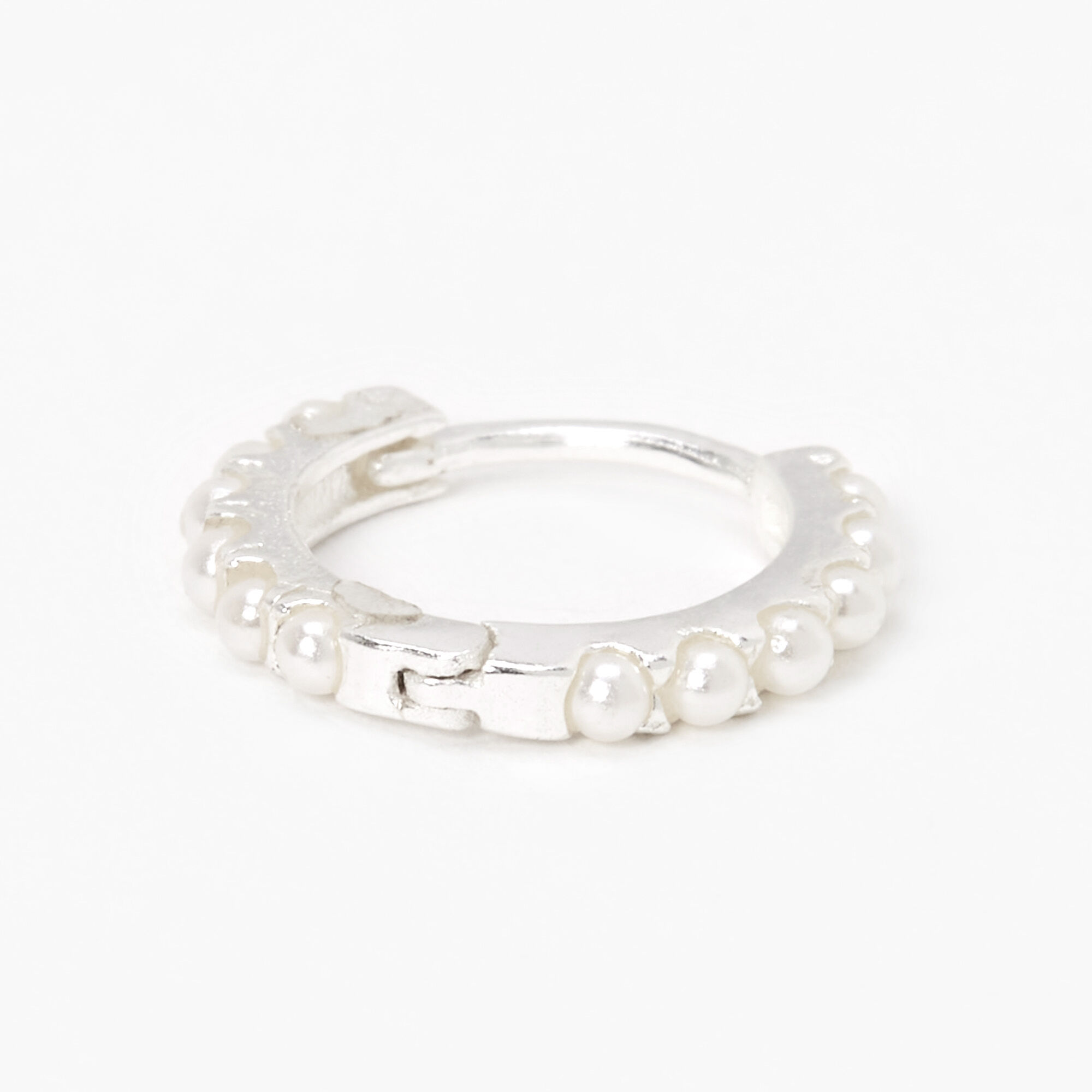 Sterling Silver 22G Pearl Helix Hoop Earring,