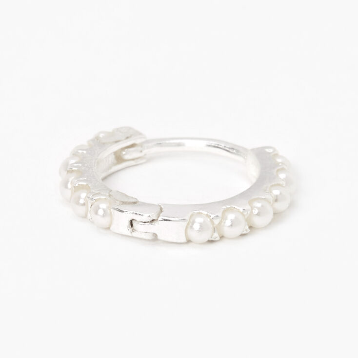 Sterling Silver 22G Pearl Helix Hoop Earring,
