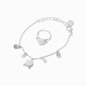 Claire&#39;s Club Special Occasion White Rose Silver-tone Jewellery Set - 3 Pack,