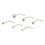 Clous pour piercing de nez avec boules et strass 0,6&nbsp;mm de diff&eacute;rentes tailles couleur argent&eacute;e - Lot de 6,