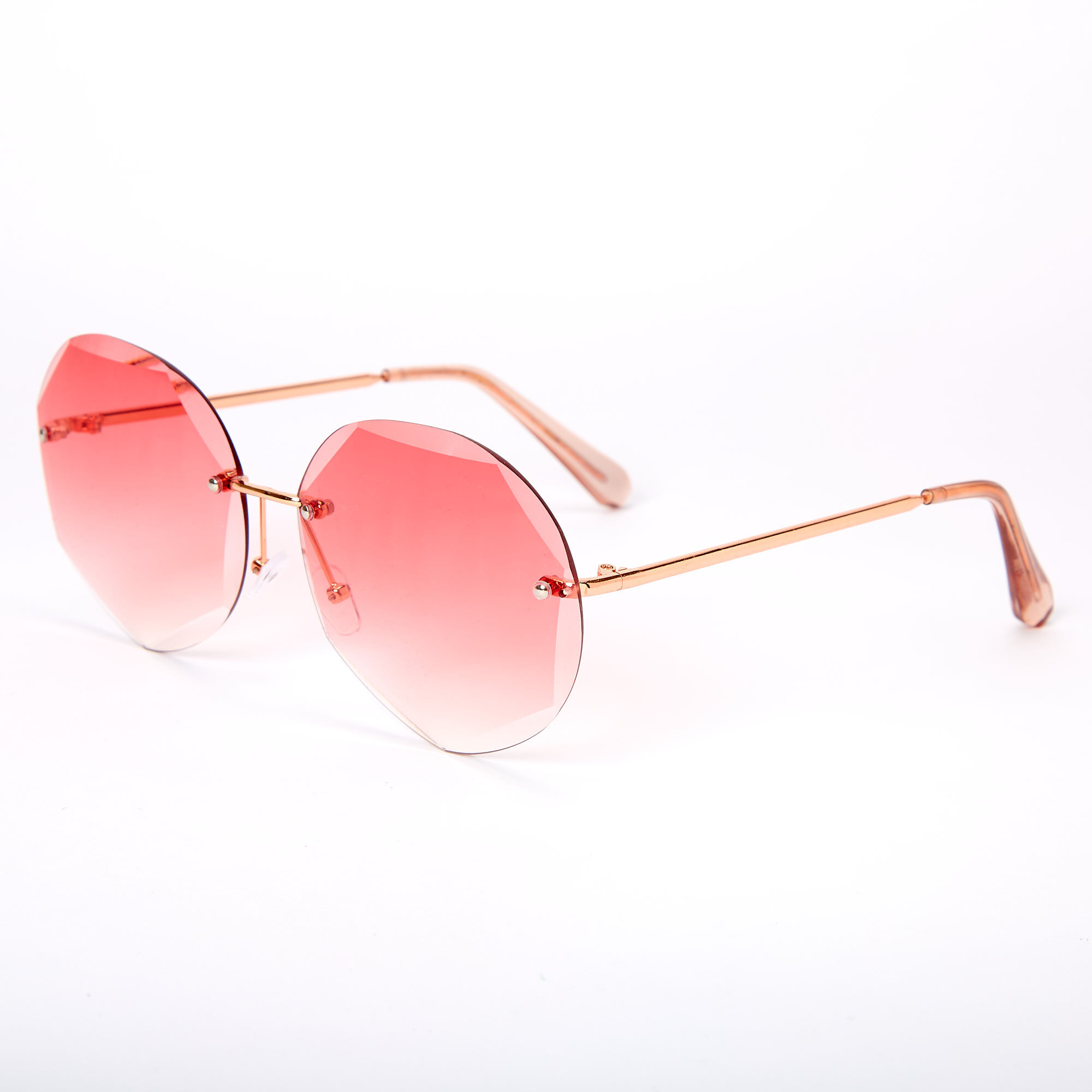 Rimless sales octagon sunglasses