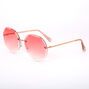 Beveled Octagon Rimless Sunglasses - Pink,