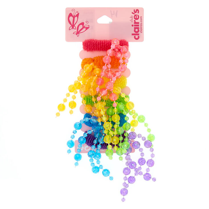 Claire&#39;s Club Rainbow Dangle Hair Ties - 6 Pack,