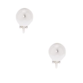 Silver-tone 10MM Pearl Clip On Stud Earrings,