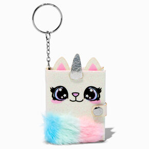 Glitter Caticorn Mini Diary Keychain,